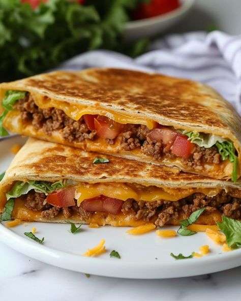 This Crunchwrap Supreme had my entire family hooked! Will be doing it again next week! Crunch Wrap Supreme Casserole, Crunchwrap Casserole, Birthday Preparation, Tostada Shells, Crunchwrap Recipe, Homemade Crunchwrap, Cooktop Cove, Crunchwrap Supreme, Taco Seasoning Mix