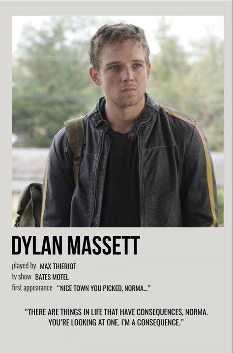 Dylan Massett Bates Motel, Bates Motel Dylan, Max Thieriot Bates Motel, Dylan Bates Motel, Bates Motel House, Dylan Massett, Max Thieriot, Character Posters, Character Poster