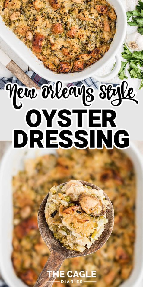 Seafood Dressing Recipe, Oyster Dressing Recipes, Turkey Dressing Recipe, Emeril Lagasse Recipes, Dressing Recipes Thanksgiving, Dressing Recipes Cornbread, New Orleans Recipes, Cajun Dishes, Oyster Recipes