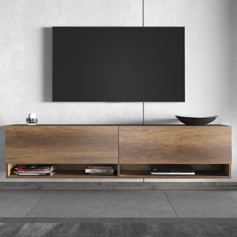 Ebern Designs Didimo Floating TV Stand Up to 80 inch TV Wall Mounted Media Console - Wayfair Canada Floating Tv Console, Wall Mounted Media Console, Wall Mounted Tv Cabinet, Modern Media Console, Media Shelf, Floating Tv Stand, Floating Tv, Wooden Tv Stands, Media Cabinet