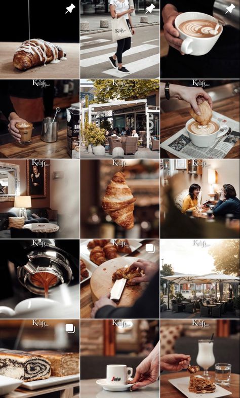 Coffee Grid Instagram, Cafe Instagram Posts Design, Cafe Instagram Feed, Coffee Shop Instagram Feed, Coffee Shop Marketing, Coffee Bakery, Food Photography Composition, Food Videography, Coffee Shop Branding