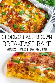 This easy recipe for chorizo hash brown bake is going to be your new favorite meal prep breakfast! It is full of flavor and made with ingredients that are paleo and whole30 compliant. #whole30recipes #paleorecipes #whole30 #paleo Chorizo Breakfast Casserole, Chorizo Hash, Whole30 Breakfast Recipes, Prep Breakfast, Whole 30 Breakfast, Hash Brown, Recipe 30, Hash Browns, Minced Meat