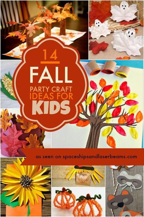 14 Fall Party Craft Ideas for Kids Fall Kids Party, Classroom Party Ideas, Party Craft Ideas, Fall Harvest Party, Kids Party Crafts, Fall Party Ideas, School Party Ideas, Fall Birthday Parties, Spaceships And Laser Beams