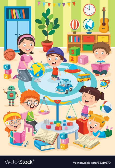 Picture Comprehension, Preschool Pictures, Classroom Images, Birdhouse Craft, School Illustration, School Images, Kids Planner, Children Playing, Teaching Phonics