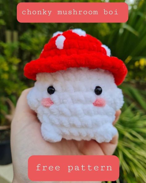 Easy Crochet Animals, Crochet Mushroom, Quick Crochet Patterns, Crochet Animals Free Patterns, Crochet Business, Crochet Design Pattern, Kawaii Crochet, Beginner Crochet Projects, Crochet Amigurumi Free Patterns