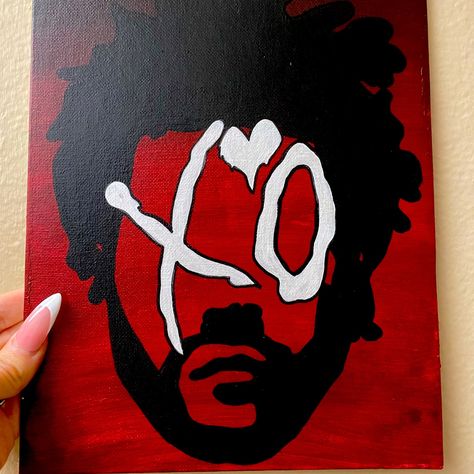 Hand Painted Abel Tesfaye The Weeknd Art Weeknd Canvas Paintings, The Weeknd Painting Canvases Easy, The Weeknd Acrylic Painting, The Weekend Painting Ideas, The Weeknd Painting Ideas, Partynextdoor Painting, 12x12 Canvas Painting Ideas, Music Aesthetic Painting, Album Cover Paintings On Canvas Easy