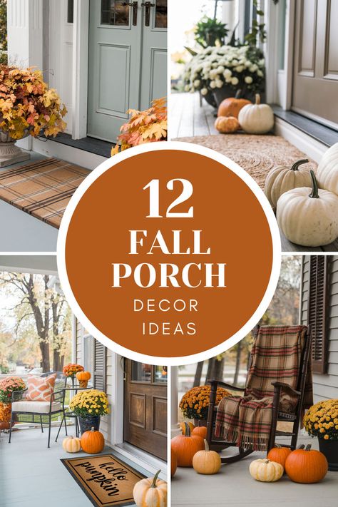 Looking for easy ways to decorate your front porch for fall? These simple decor ideas are quick, affordable, and full of autumn charm! #SimpleFallPorch #FrontPorchDecor #FallPorchDecor Decorate Front Porch, Front Porch For Fall, Front Porch Ideas For Fall, Porch Ideas For Fall, Simple Decor Ideas, Unique Fall Wreath, Fall Front Door Decor, Elegant Pumpkins, Fall Porch Decor