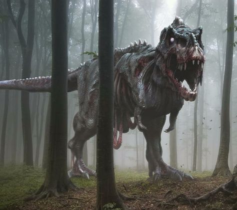 Zombie T-Rex. - 9GAG Jurassic World Dinosaurs, Paleo Art, Jurassic Park World, Dinosaur Art, Prehistoric Creatures, A Dinosaur, Fantasy Monster, Wow Art, Prehistoric Animals