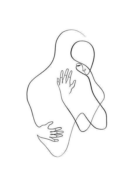 Two Couple Drawing, Line Art Tattoos Couple, Embrace Drawing, Minimalism Drawing, Hugging Drawing, Minimal Drawing, Couple Embracing, Illustration For Kids, Minimal Line Art