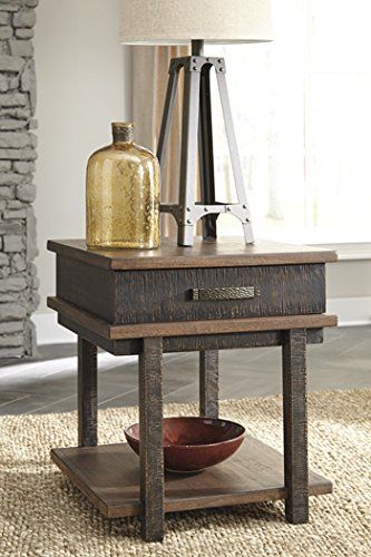 Signature Design by Ashley T892-7 Stanah Chairside End Table, Two-Tone End Tables With Drawers, Floor Shelf, Lift Top Coffee Table, End Table Sets, American Furniture, End Tables With Storage, Occasional Table, High Quality Furniture, Ashley Furniture