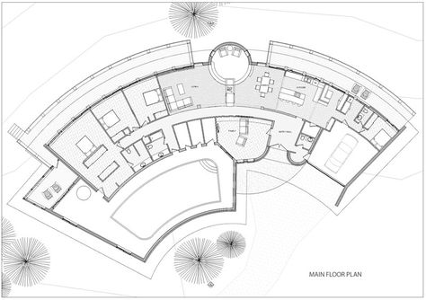 Curved Plans Architecture, Circle Architecture Plan, Curved Architecture, Office Layout Plan, Bus Stop Design, Landscape Architecture Diagram, Hotel Floor Plan, Case Study Design, Photoshop Tutorial Typography