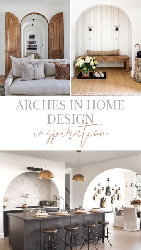 Ways to Incorporate Arches Into Your Home - Architectural, Furniture & More Half Arch Wall Decor, Arches In Modern Architecture, Arc House Design, Home With Arches Interior, Arched Doors Interior Hallways, Arches Inside House, Wide Archways In Homes, Arches In Interior Design, Modern Arched Doorways Interior