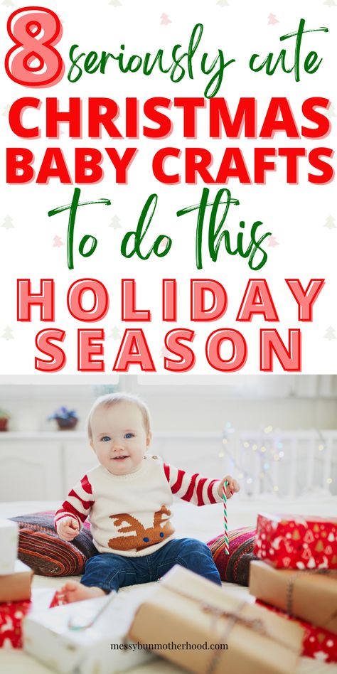 baby christmas crafts 11 Month Old First Christmas, Crafts For Babies Christmas, Christmas Craft One Year Old, Infant Christmas Crafts For Parents, Babies First Christmas Crafts, Baby Handprint Crafts Christmas, First Christmas Crafts For Baby, Diy Christmas Gifts From Baby, Newborn Christmas Crafts