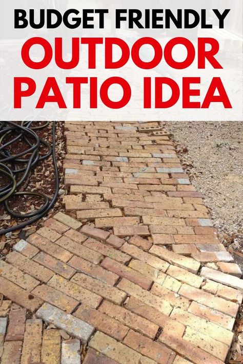 Easy Brick Patio Diy, Brick Patio Ideas On A Budget, Dirt Backyard Makeover On A Budget, Outdoor Seating Area Diy Cheap, Easy Patio Ideas On A Budget, Cheap Backyard Patio, Laying A Patio, Comfortable Outdoor Furniture, Garden Pavers