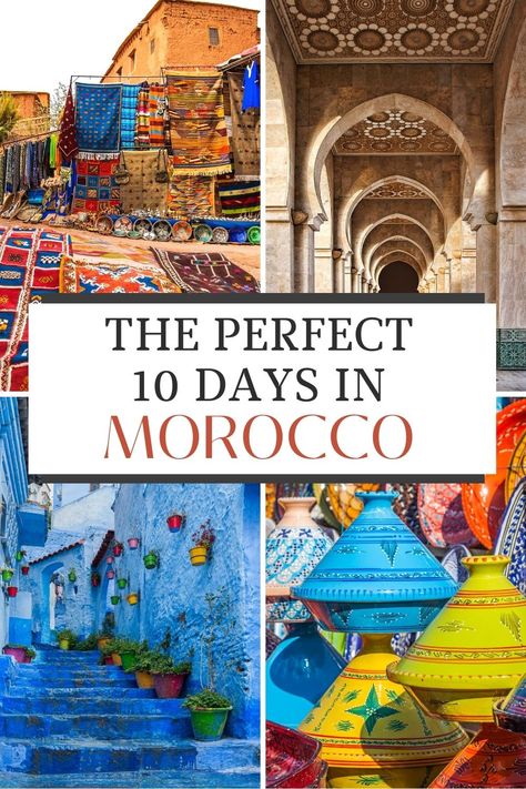 Embarking on the Perfect 10-Day Morocco Itinerary: Immerse yourself in the vibrant culture and diverse landscapes of Morocco with our meticulously planned 10-day travel guide! 🕌 #MoroccoAdventure Riad Morocco, Blue City Morocco, Morocco Riad, Morocco Chefchaouen, Morocco Itinerary, Tangier Morocco, Africa Travel Guide, Desert Tour, Visit Morocco