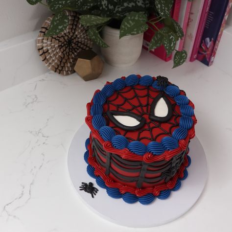 Spider-Man, but make it vintage 🕸��️✨ - Cake Details - Size: Mini 6” (two layers) #spiderman #spidermancake #spidermanbirthday #birthday #cake #seattle #emmacakesseattle #seattlecakes #seattlebaker #seattlebirthday Spider Man Cake Simple, Mini Cake Spiderman, Birthday Cake Spiderman, Spider Man Birthday Cake, Cake Ideas For Boys, Cake Spiderman, Ironman Cake, Spider Man Cake, Spiderman Birthday Cake