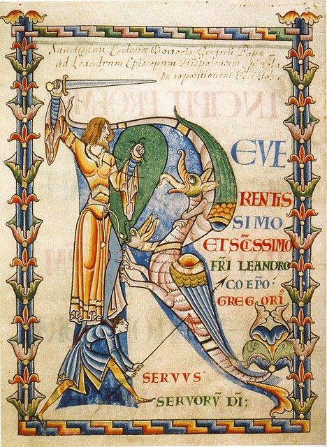 St Gregory the Great's Moralia in Job, Letter 'R', XIIc Di… | Flickr Saint Gregory, Art Through The Ages, Ancient Books, Medieval Manuscript, Illuminated Letters, Medieval Art, Illuminated Manuscript, Art Plastique, Cross Stitch Patterns