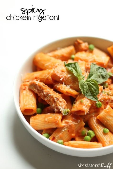 Bucca Di Beppo Spicy Chicken Rigatoni Recipe | Six Sisters' Stuff Spicy Chicken Rigatoni Buca, Buca Di Beppo Spicy Chicken Rigatoni, Bucca Di Beppo Recipes Copycat, Spicy Chicken Rigatoni, Chicken Rigatoni, Rigatoni Recipe, Cajun Chicken Pasta Recipes, Rigatoni Recipes, Chicken Alfredo Lasagna