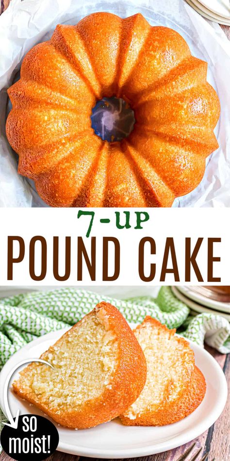 The best ever 7 Up Pound Cake recipe! You'll love how easy it is to make pound cake with the perfect texture, flavor and color. One bite and you'll agree—this 7-Up cake really is the BEST! Seven Up Cake Recipe, Butter Pound Cake Recipe Moist, 7 Up Pound Cake Recipe, Seven Up Cake, 7 Up Pound Cake, 7up Cake Recipe, 7up Cake, Best Pound Cake Recipe, Old Fashioned Pound Cake