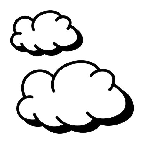 Un dibujo en blanco y negro de nubes con... | Premium Vector #Freepik #vector #nubes-dibujo #nubes-animadas #pronostico-tiempo #meteorologia Premium Vector, Drawings, Design