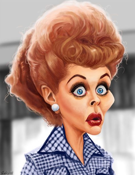 . Lucille Ball, Lucile Ball, Caricature Sketch, Funny Caricatures, Caricature Artist, Celebrity Caricatures, Caricature Drawing, John Travolta, Cartoon Faces