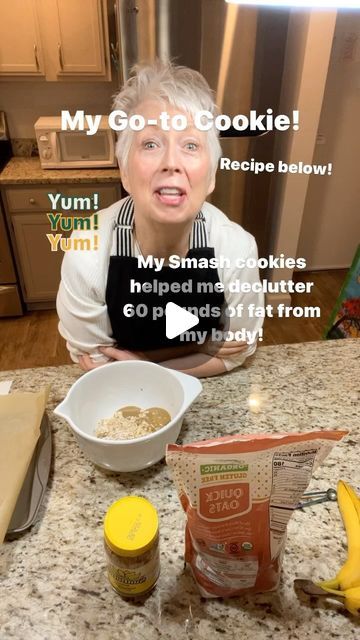 Sandy Marthaler on Instagram: "Sandy’s Smash Cookies 
1 cup oats 
2 over-ripe bananas
2 Tablespoons any kind of nut butter or sunflower seed butter if you have a nut allergy. 
Put it all in a bowl and start smashing. Can and a little water if need to.  Form into 8 mounds on a baking pan.  Slide into a 350 degree oven for about 25 minutes.  Makes 8 cookies.  4 cookies make one breakfast serving.  They freeze well! Can add nuts, cocoa, pumpkin seeds, dried fruit, coconut and spices.you name it! My favorite for holiday cookies is pistachio and dried cranberries.  I also like Lily’s brand of dark chocolate chips (no sugar). 
For eating, I like to declutter the toxic stuff and sugar is one of them.  I like to keep things simple, cheap and quick!  And there you have it, the Declutter Coach’s fav Smash Cookies, Fat Cookies, Sunflower Seed Butter, Baked Desserts, Nut Allergy, Sugar Free Cookies, Breakfast Sweets, Healthier Choices, Ripe Bananas