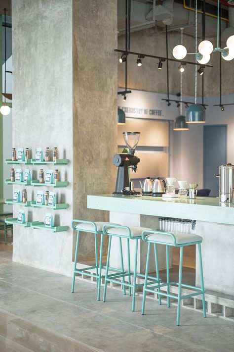 Green Cafe, Blue Cafe, Architecture Restaurant, Cafe Concept, Coffee Shop Aesthetic, 카페 인테리어 디자인, Ottoman Coffee, Bakery Design, Coffee Shop Design