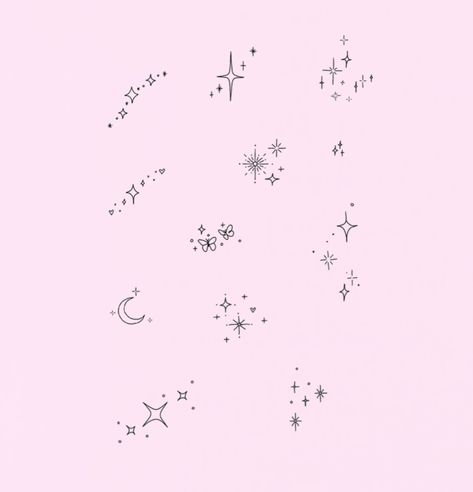 Flowers And Sparkles Tattoo, 3 Tiny Stars Tattoo, Star Dainty Tattoo, Sparkle Tattoo On Back, Fairy Dust Tattoo Stars, Sparkle Trail Tattoo, Spark Tattoo Sparkle, Ethereal Star Tattoo, Twinkles Tattoos