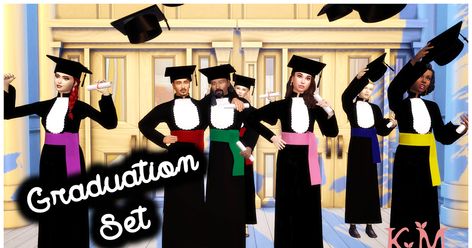 Sims 4 Graduation, Male Graduation, Graduation Cap And Gown, Graduation Poses, Graduation Gown, Casas The Sims 4, Graduation Hat, Cap And Gown, Color Bands