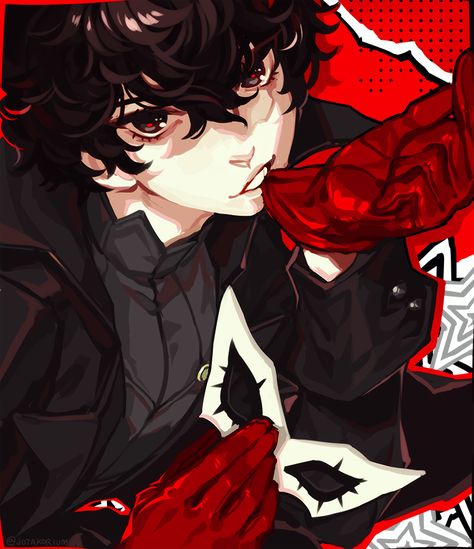 Amamiya Ren, Card Playing, Akira Kurusu, Persona 5, Playing Card, Persona, Gloves, Red, Anime