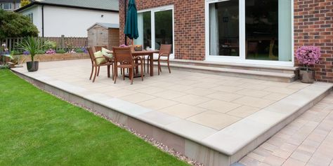 How your cancelled holiday could be the key to years of happy summers | Marshalls Porcelain Patio, Patio Paving, Outdoor Porcelain Tile, Clean Patio, Porcelain Paving, Garden Paving, British Garden, Paving Slabs, Garden Makeover