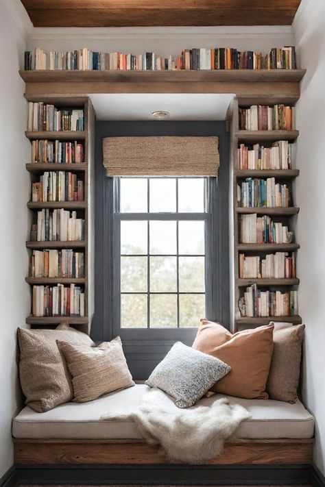 9 Cozy Corner Reading Nook Ideas To Transform Your Space - By Kimberly Faye Corner Reading Nook, Reading Nook Window, Cozy Window, Cozy Home Library, Reading Nook Ideas, Cozy Window Seat, Window Nook, Cozy Reading Corners, Nook Ideas