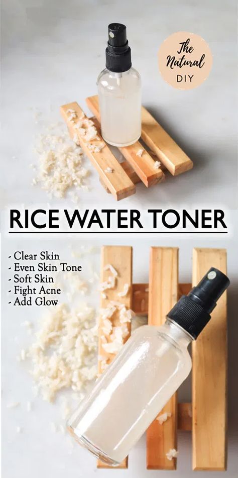 RICE WATER TONER- Clear & Glowing Skin - The Natural DIY Homemade Toners For Face, Diy Rice Water, Rice Water Toner, Toner Diy, Diy Skin Toner, Haut Routine, Skin And Hair Care, Clear Glowing Skin, Baking Soda Shampoo