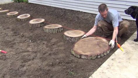 Simple Garden Path | Hometalk Log Path, Keyhole Garden, Decomposed Granite, Walkways Paths, Simple Garden, Tree Stumps, Gardening Techniques, Landscaping With Large Rocks, Garden Pathway