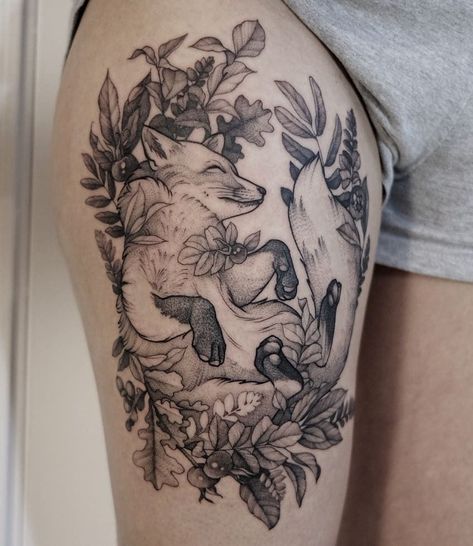 Nature Tattoos, Animal Tattoos, Fox Tattoo Design, Muster Tattoos, Fox Tattoo, Thigh Tattoos Women, 문신 디자인, Tattoo Blog, Piercing Tattoo