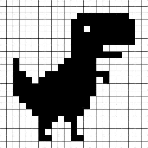 No Internet Dinosaur Pixel Art, Pixel Dinosaur Google, Dino Pixel Art Pattern, Dinosaur Crochet Grid, Easy Pixel Crochet Pattern, Pixel Art Two Color, Dinosaur Tapestry Crochet, Dinosaur Grid Pattern, How To Crochet Pixel Art