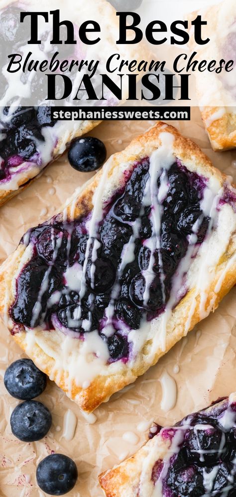 Blueberry Cream Cheese Puff Pastry Recipes, Puff Pastry Dessert Blueberry, Blueberry Cream Cheese Danish Puff Pastry, Blueberry Pastry Puff, Blueberry Danish Recipe Puff Pastries, Blueberry Filling Desserts, Breakfast Ideas With Puff Pastry, Blueberry Turnovers Puff Pastries, Blueberry Pastry Recipes