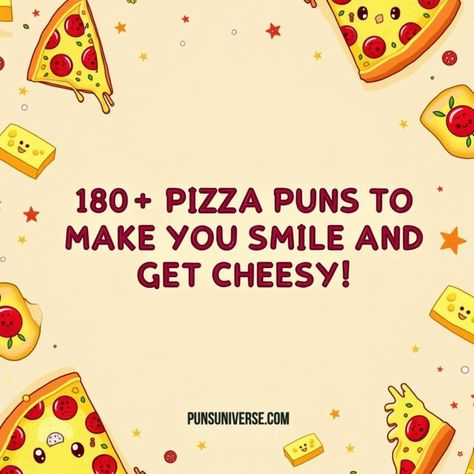 Slice into a world of laughter with over 180 pizza puns that are sure to mozzarella your heart! Whether you're in need of a saucy comeback or just want to spice up your day with cheesy goodness, this collection will leave you crust-ing for more. Perfect for sharing with friends or adding a pepperoni punch to your social feed, these puns are as timeless as a classic margherita. Dive in and explore the pun-tastic side of pizza! 🍕😂 #puns #PizzaPuns #CheesyJokes #FoodHumor #SliceOfLife #CheesyGoodness #PizzaLovers #PunLovers #FunnyFood Pizza Puns Love, Pizza Puns Funny, Pizza Love Quotes, Italian Puns, Funny Pizza Quotes, Pizza Sayings, Water Puns, Pizza Jokes, Pizza Puns