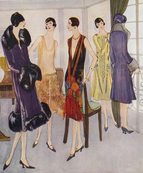 Style Inspiration: magazine illustration, 1925. Style Année 20, Advertising Archives, Outfit Reference, Paul Poiret, Womens Dress Coats, 1920's Fashion, 1920 Fashion, Louise Brooks, Time Periods