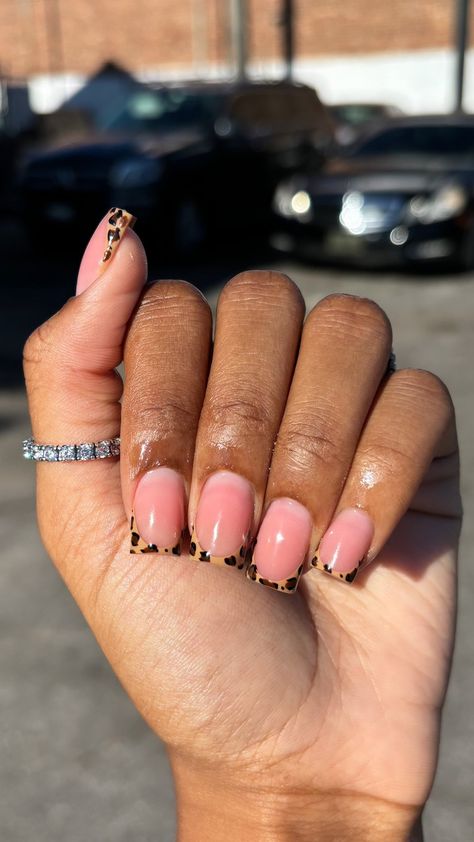 Cheetah Acrylic Nails, Opi Gel Nails, Cheetah Nails, French Tip Nail Designs, Hard Nails, Short Square Acrylic Nails, Unique Acrylic Nails, Short Acrylic Nails Designs, Pink Acrylic Nails