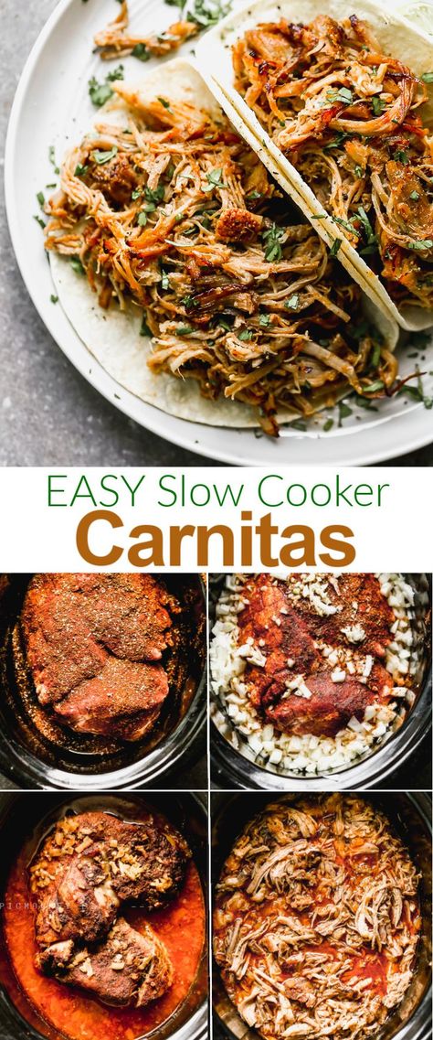 Ina Garten, Pork Shoulder Roast Crock Pot, Carnitas Slow Cooker, Crockpot Pork Shoulder, Pork Picnic, Slow Cooker Carnitas, Pot Roast Crock Pot Recipes, Pork Carnitas Recipe, Pork Carnitas Slow Cooker