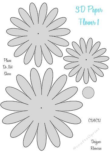 Use This Template To Make 3-d Flowers | Paper Flower Paper Flower Projects Cricut, Flower Cutouts Template, Cricut Flowers Templates, Daisy Flower Template, 3d Flower Template, فن الرسم بالمسامير, Free Paper Flower Templates, Paper Flower Templates, Flower Templates Printable