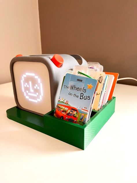 Yoto music payer docking station and card holder/storage. Holds cards on rings and charging cable for charging while playing! Cubby Hole, Ring Storage, Wheels On The Bus, Display Unit, Storage Display, Charging Dock, Music Player, Toy Organization, Original Music