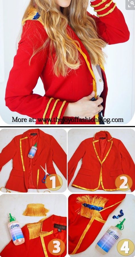 DIY ringmaster jacket                                                                                                                                                                                 More                                                                                                                                                                                 More Lion Tamer Halloween Costume, Lion Tamer Costume, Costume Lion, Ringmaster Costume, Barbie Halloween Costume, Ring Master, Circus Costumes, Halloween Circus, Lion Tamer