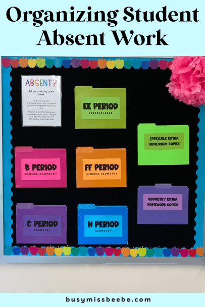 Did I miss anything while I was out? What did we do in class yesterday? Do I owe anything from when I was absent? 😵‍💫 It can be a lot. Especially when multiple students were absent. Trying to remember all of this information is taxing. That's why I love my system for organizing absent work. It put the responsibility on the student to gather their work, and everything they need to know about what they missed is ready and waiting for them. Absent Student Work, Classroom Organization High School, Absent Work, Absent Students, Middle School Classroom Decor, High School Math Classroom, Math Classroom Decorations, High School Math Teacher, Classroom Decor High School