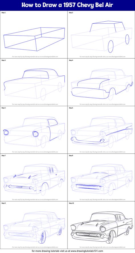 How To Draw A Hot Rod Step By Step, Lowrider Drawings, Bel Air Car, Car Drawing Easy, 1956 Chevy Bel Air, Graffiti Drawings, Easy Graffiti, Easy Graffiti Drawings, 57 Chevy Bel Air