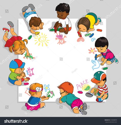 Group of happy children draw on a large sheet of paper. #Ad , #affiliate, #children#happy#Group#draw Cover Book Ideas, Children's Day Greeting Cards, Children's Day Wishes, Children Drawing, Siluete Umane, Kids Background, Happy Children's Day, Happy Children, Preschool Graduation