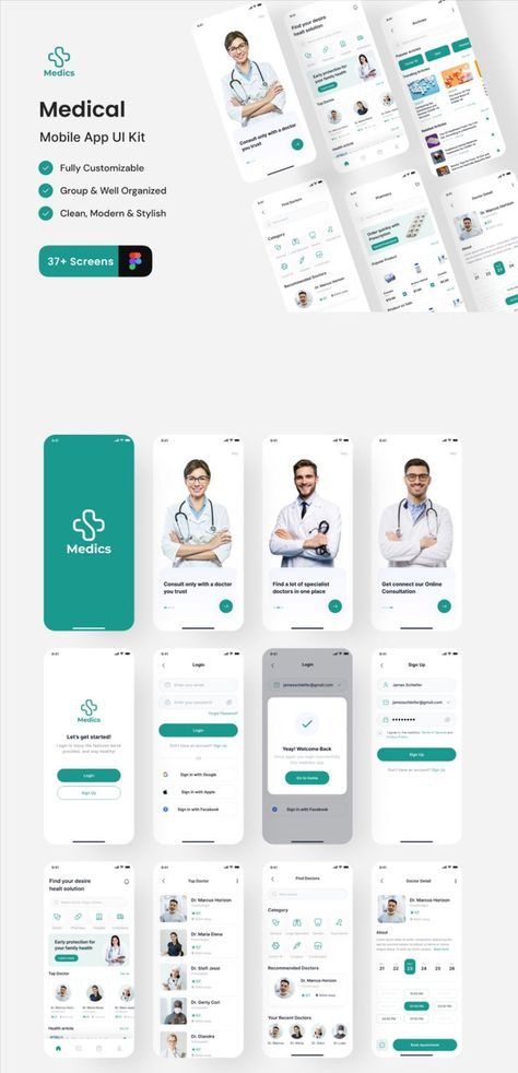 Medics - Medical App UI Kit Online Doctor Booking, Appointment, & Consultation App UI Kit, #Medical, #Sponsored, #App, #UI, #Kit, #ad Snap App, Health App Design, Emotion Regulation, Ux Kits, Medical App, User Centered Design, Ui Design Trends, Ios Ui, Pharmacy Design