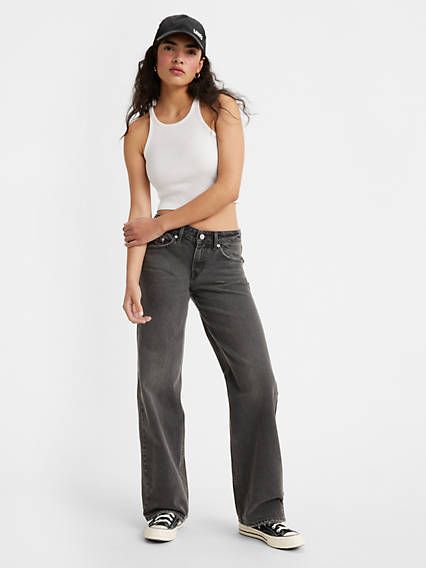 Low rise is here to stay;and our super-flattering Low Loose jeans prove it. Cut with a versatile low rise and a wide, straight leg, they're a throwback Y2K style that's subtle enough to wear every day. Low rise jeans inspired by early aughts style Features a straight, wide leg A relaxed fit through the hip and thigh This pair runs a bit small. We suggest buying one or two sizes up. Wish Me Luck, Jean Large, Black Levis, Levi Jeans Women, Levi’s Jeans, Loose Jeans, Levis Women, Prove It, Low Rise Jeans