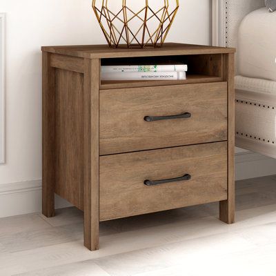 George Oliver Latrice Solid Wood Nightstand | Wayfair Inspire Me Home Decor, 2 Drawer Nightstand, Bedroom Remodel, Bedrooms Decor, Night Stands, Wood Nightstand, Space Saving Storage, Bedroom Night Stands, Master Bed